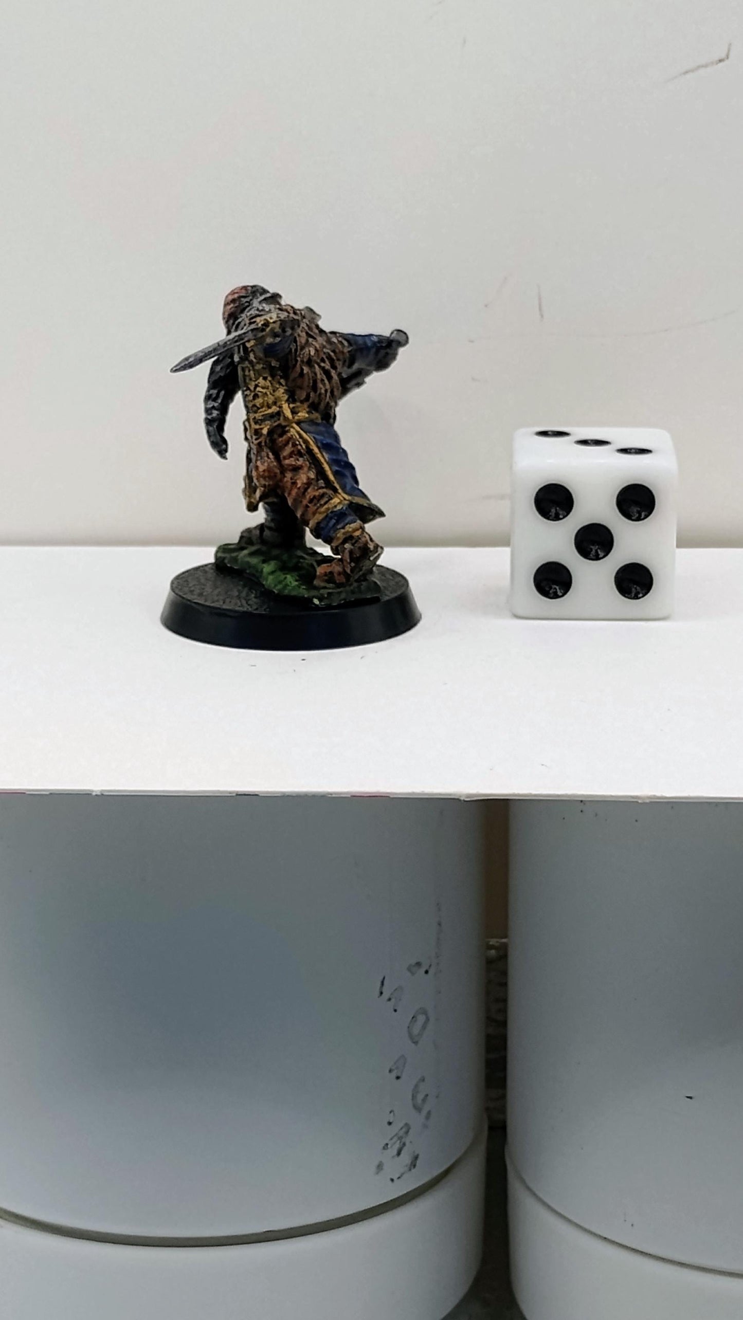 Dwarf Warrior Miniature: Blue Armor, Hammer & Sword