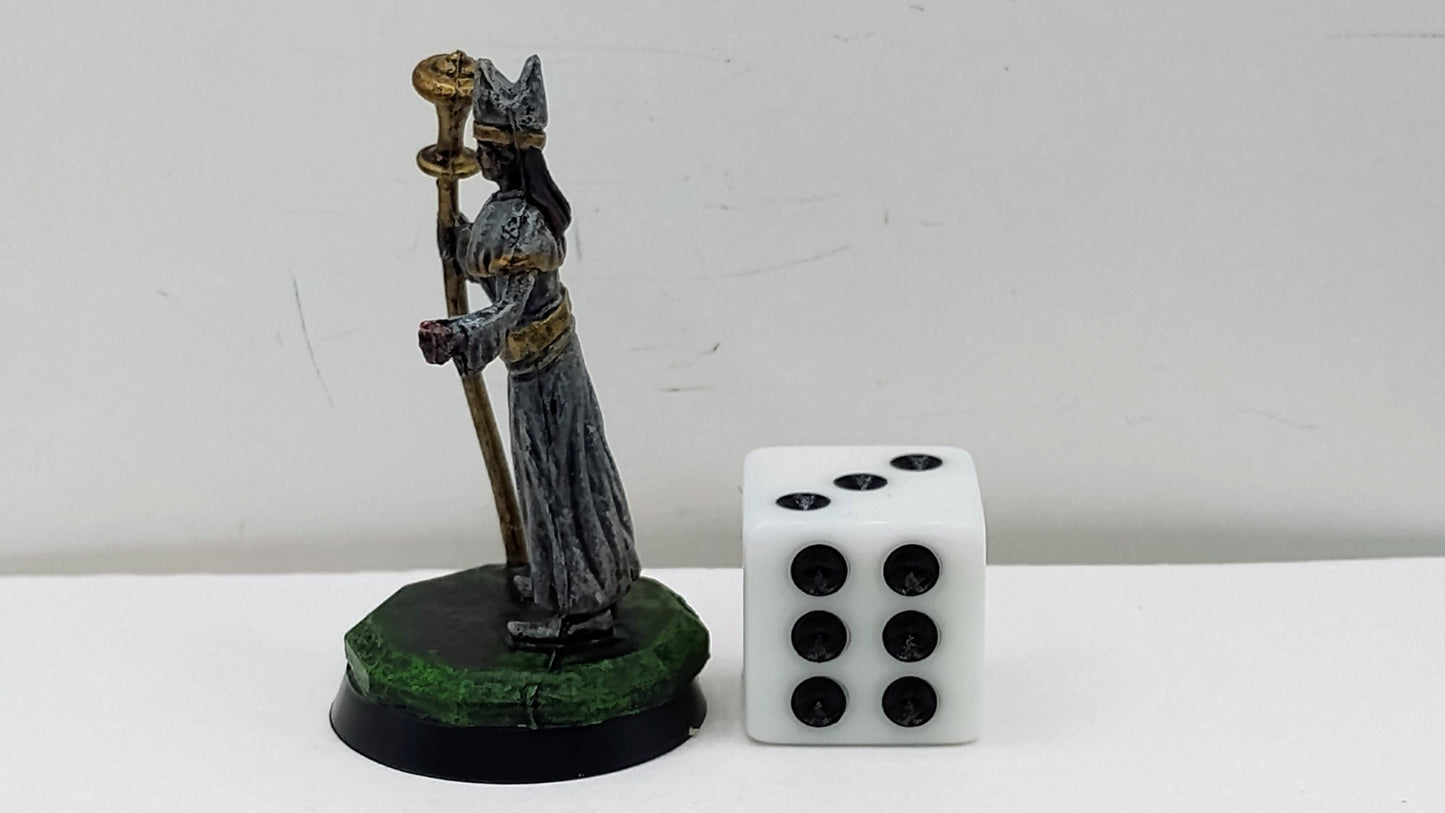 Human Priest Miniature: Gray and Gold Robes, Divine Guidance