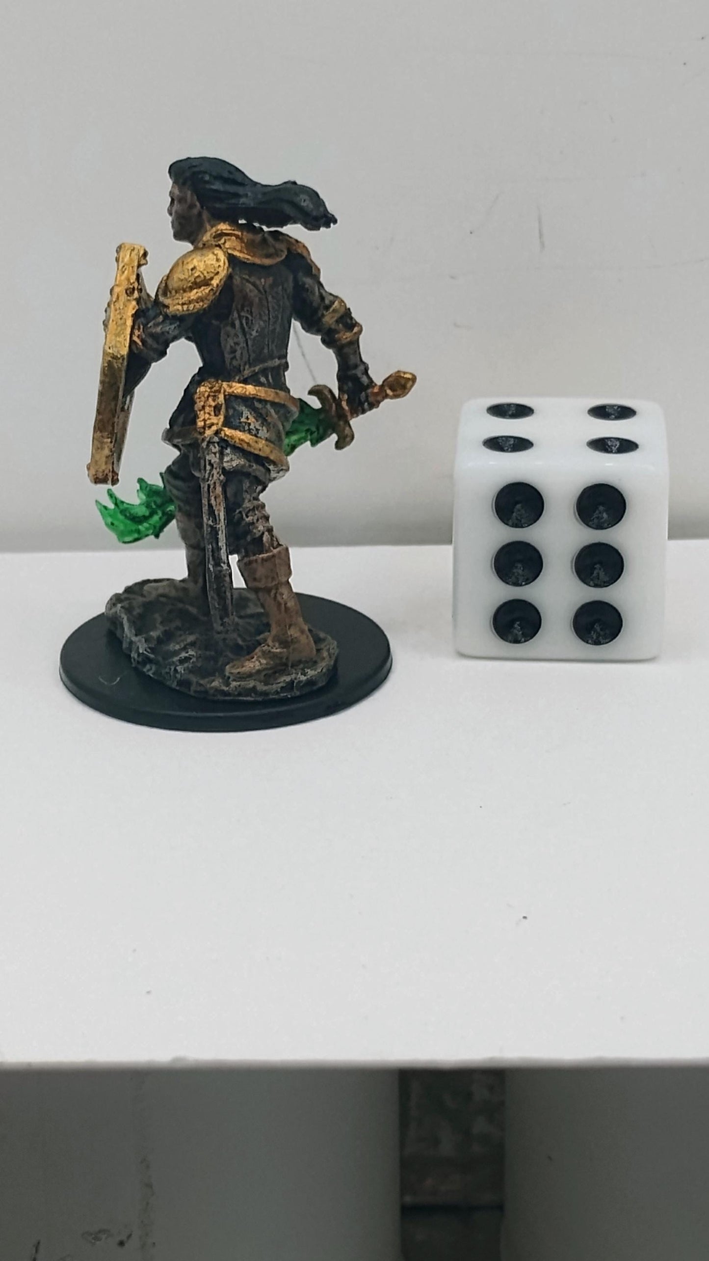 Human Fighter: Golden Armor, Enchanted Green Blade