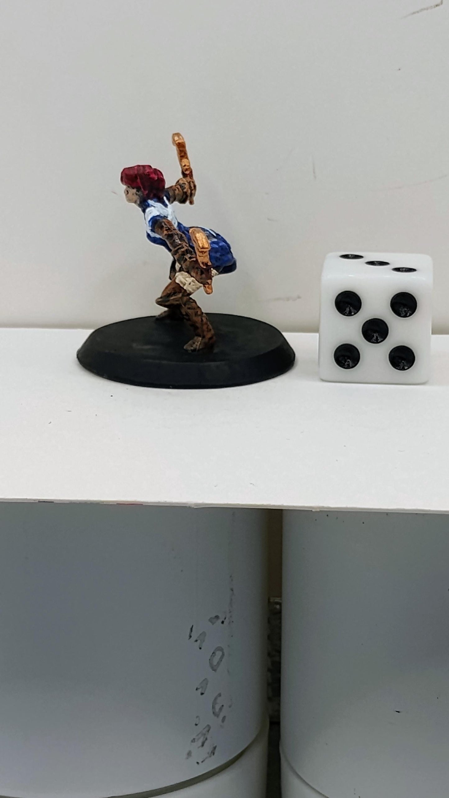 Human Hookmaster Miniature: Dual Golden Hooks, Braided Crimson Hair