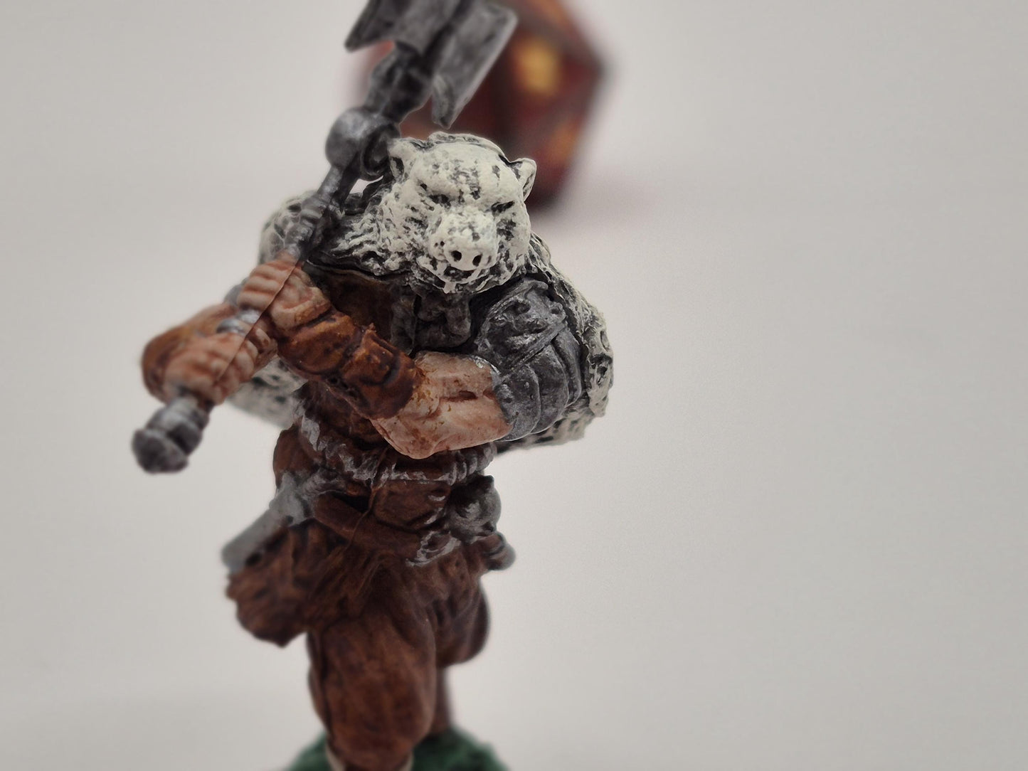 Feral Human Barbarian Miniature with Greataxe & Beast Skull