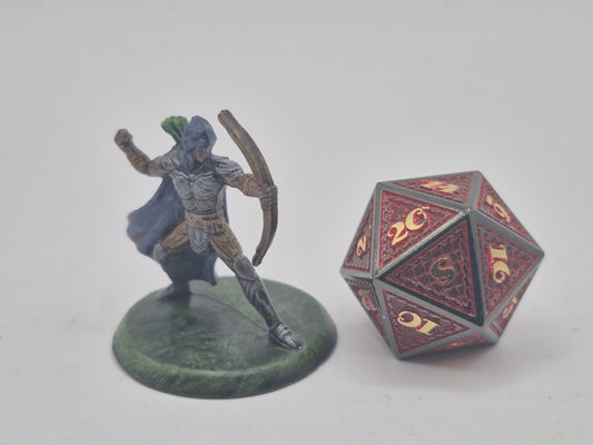 Human Archer Miniature: Gleaming Armor, Green Fletched Arrows