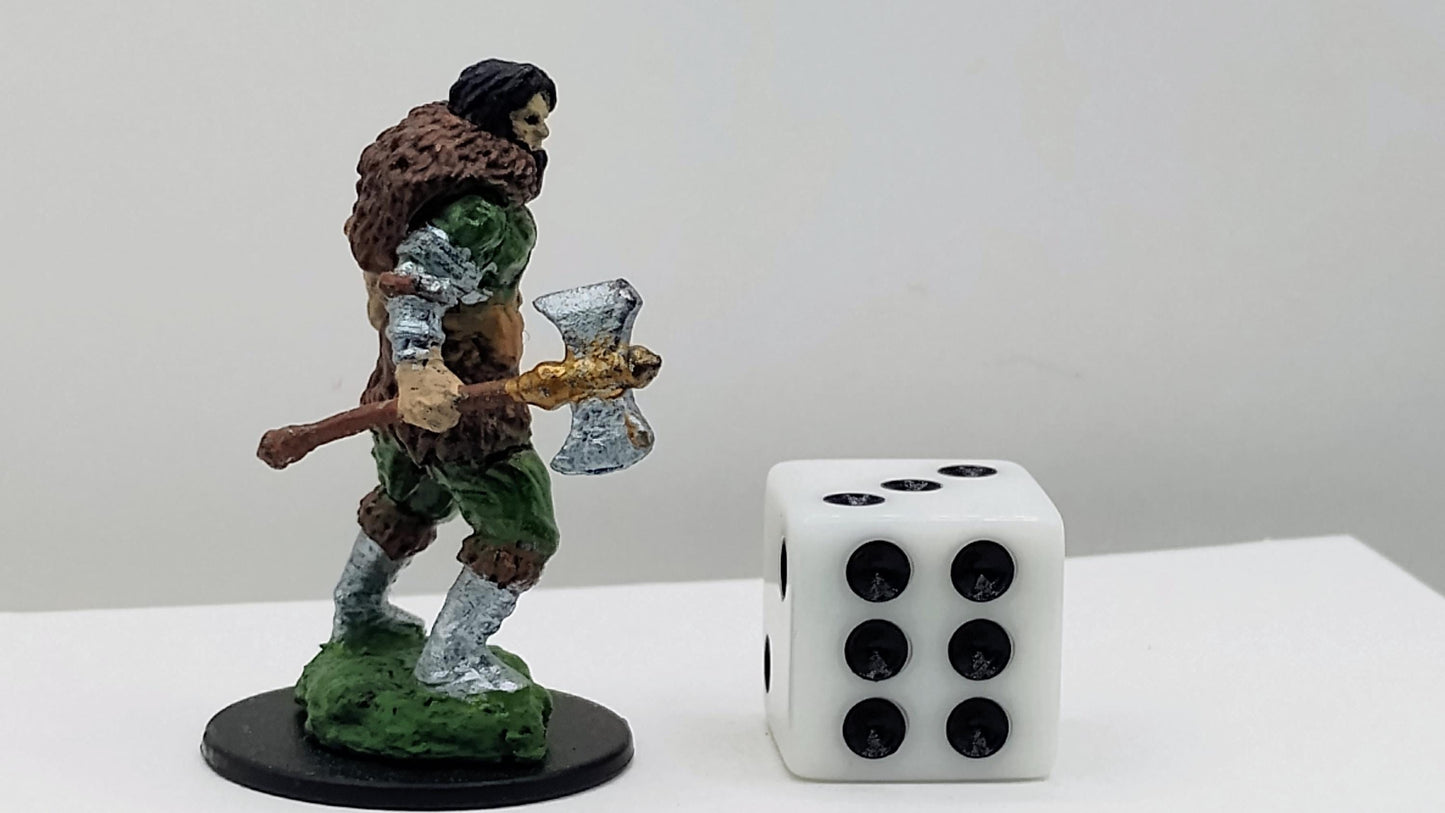 Human Barbarian Miniature: Fierce Warrior with Axe