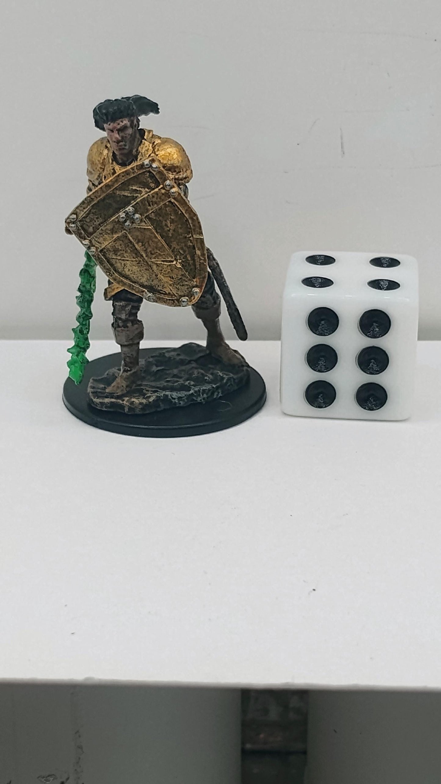 Human Fighter: Golden Armor, Enchanted Green Blade