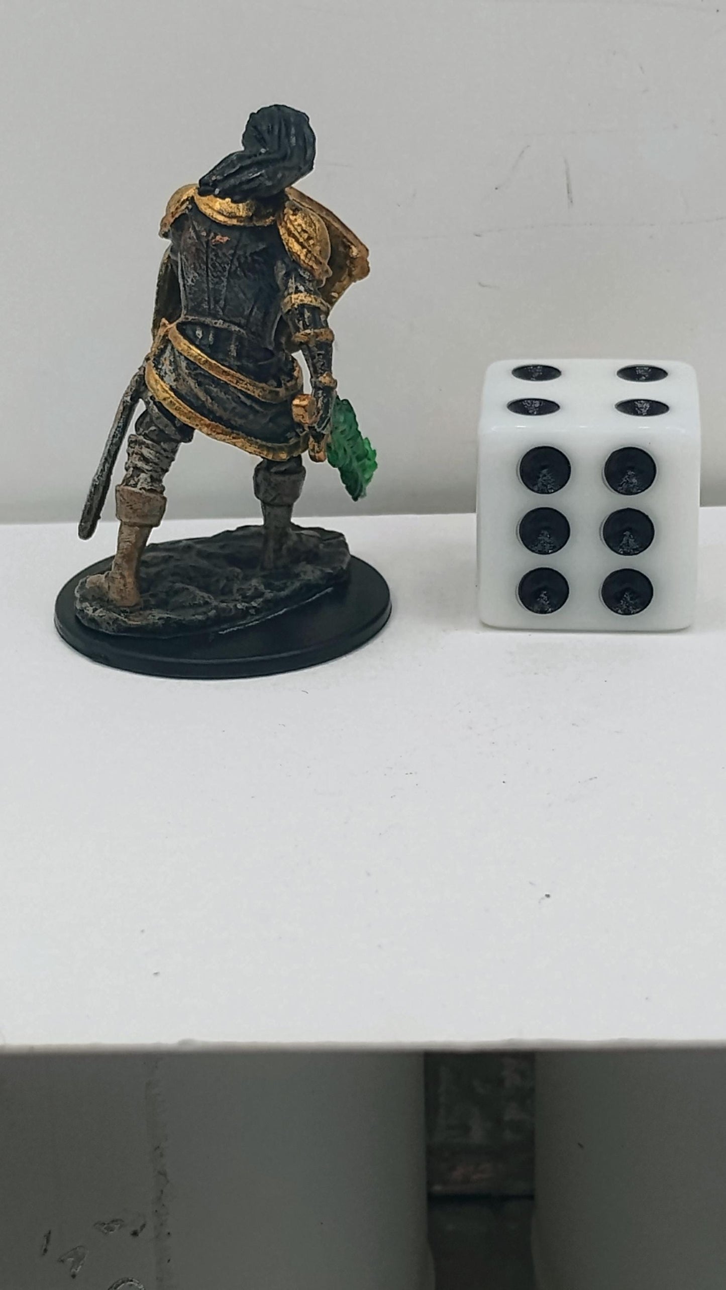 Human Fighter: Golden Armor, Enchanted Green Blade