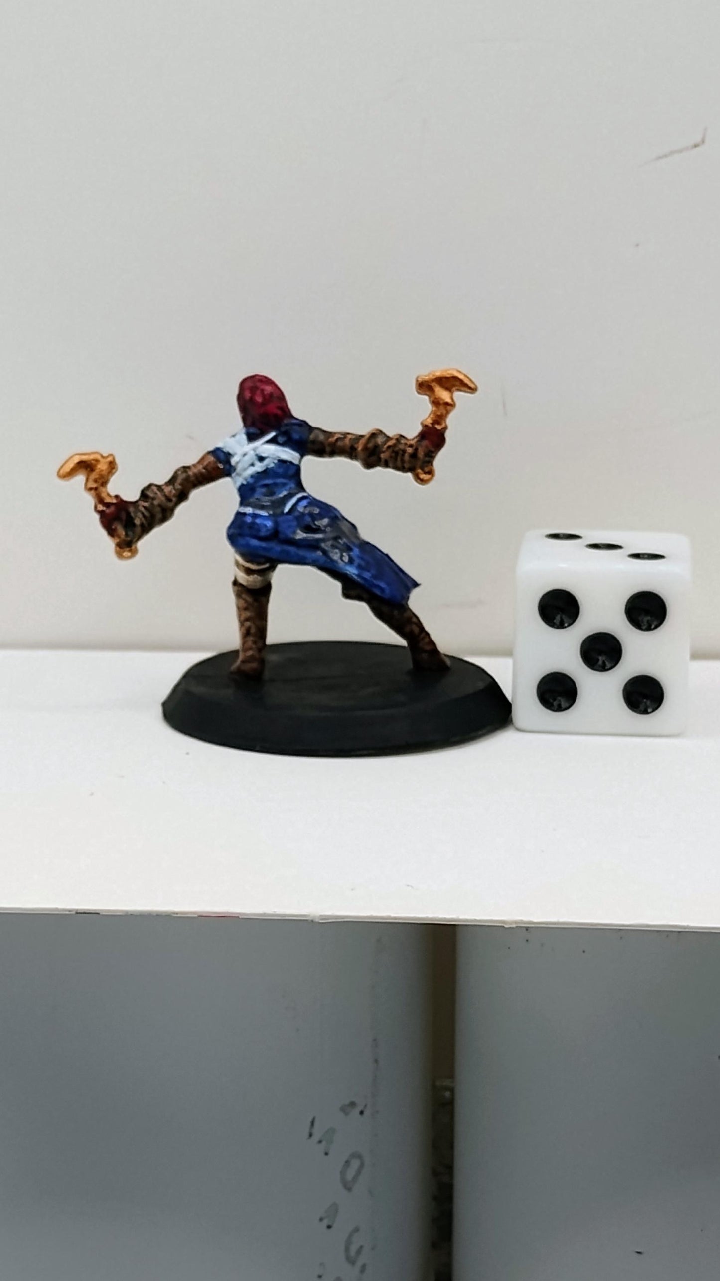 Human Hookmaster Miniature: Dual Golden Hooks, Braided Crimson Hair