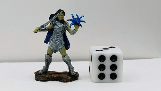 Human Paladin Miniature: Gleaming Silver Armor, Holy Energy