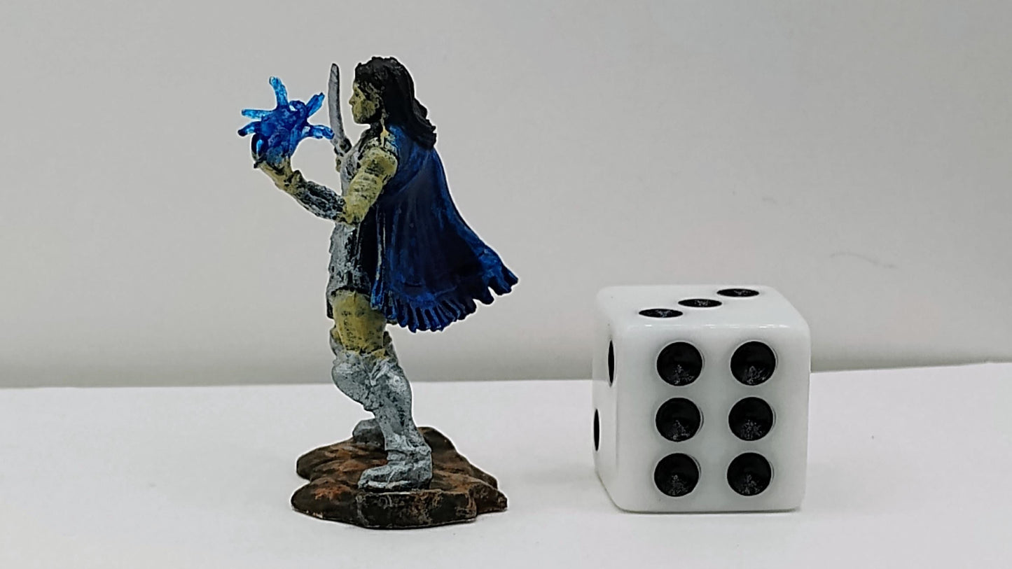 Human Paladin Miniature: Gleaming Silver Armor, Holy Energy