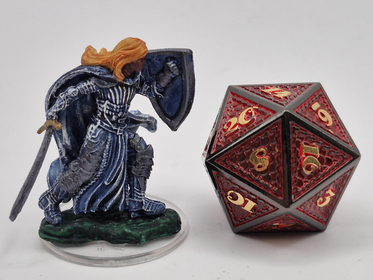 Human Paladin Miniature: Gleaming Armor, Flowing Blue Cloak