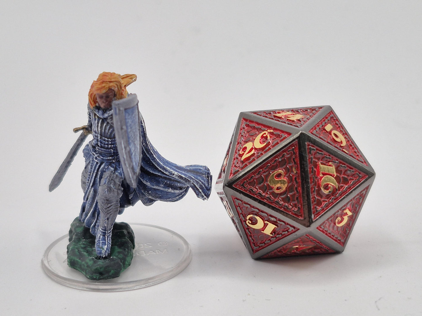 Human Paladin Miniature: Gleaming Armor, Flowing Blue Cloak