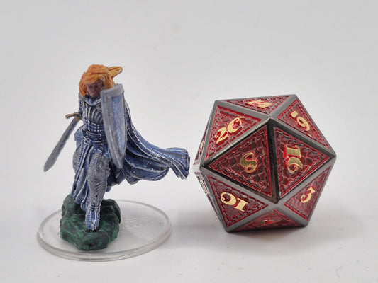 Human Paladin Miniature: Gleaming Armor, Flowing Blue Cloak