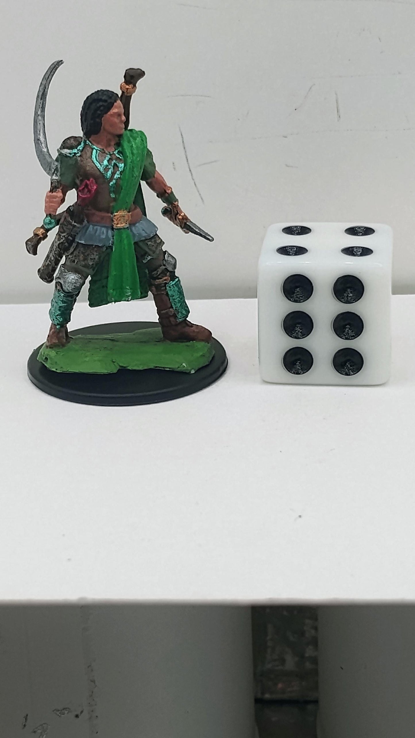 Human Ranger Miniature: Twin Blades, Bow - D&D Tabletop RPG