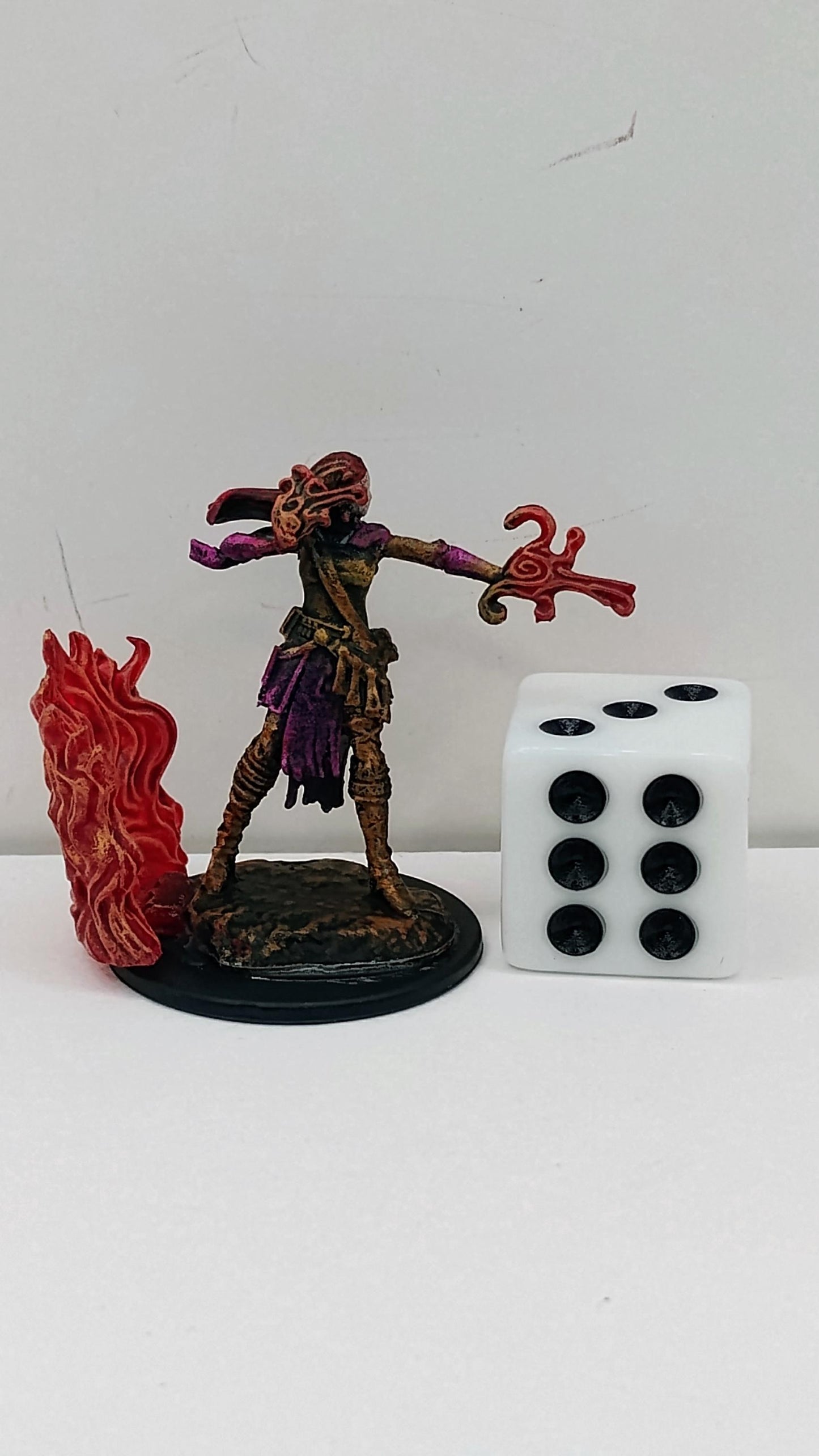 Human Sorcerer Miniature: Flame Arcane Energy, RPG Tabletop Gaming