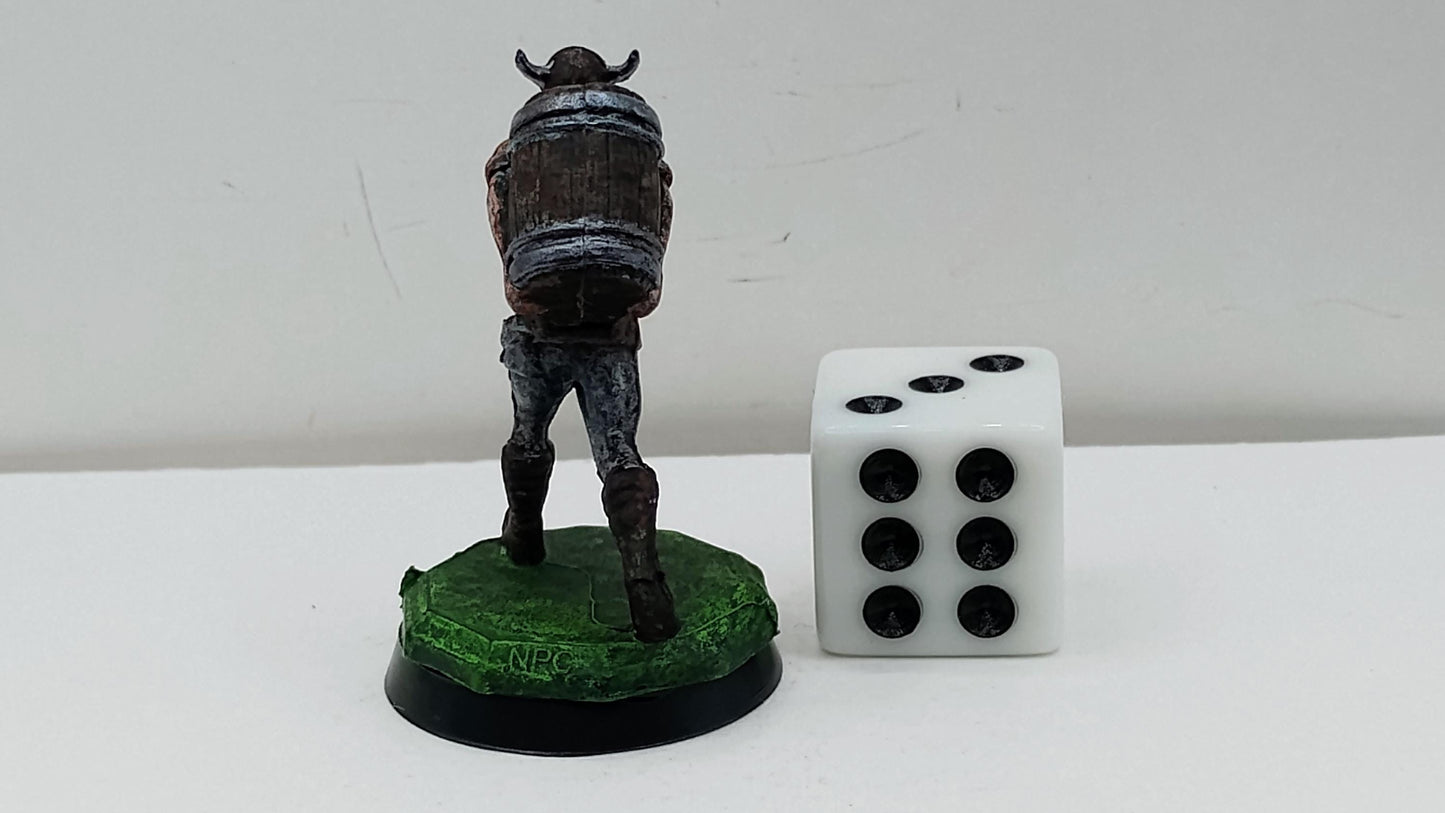 Human Brewer Miniature: Rugged Fantasy Tavern Ale Delivery
