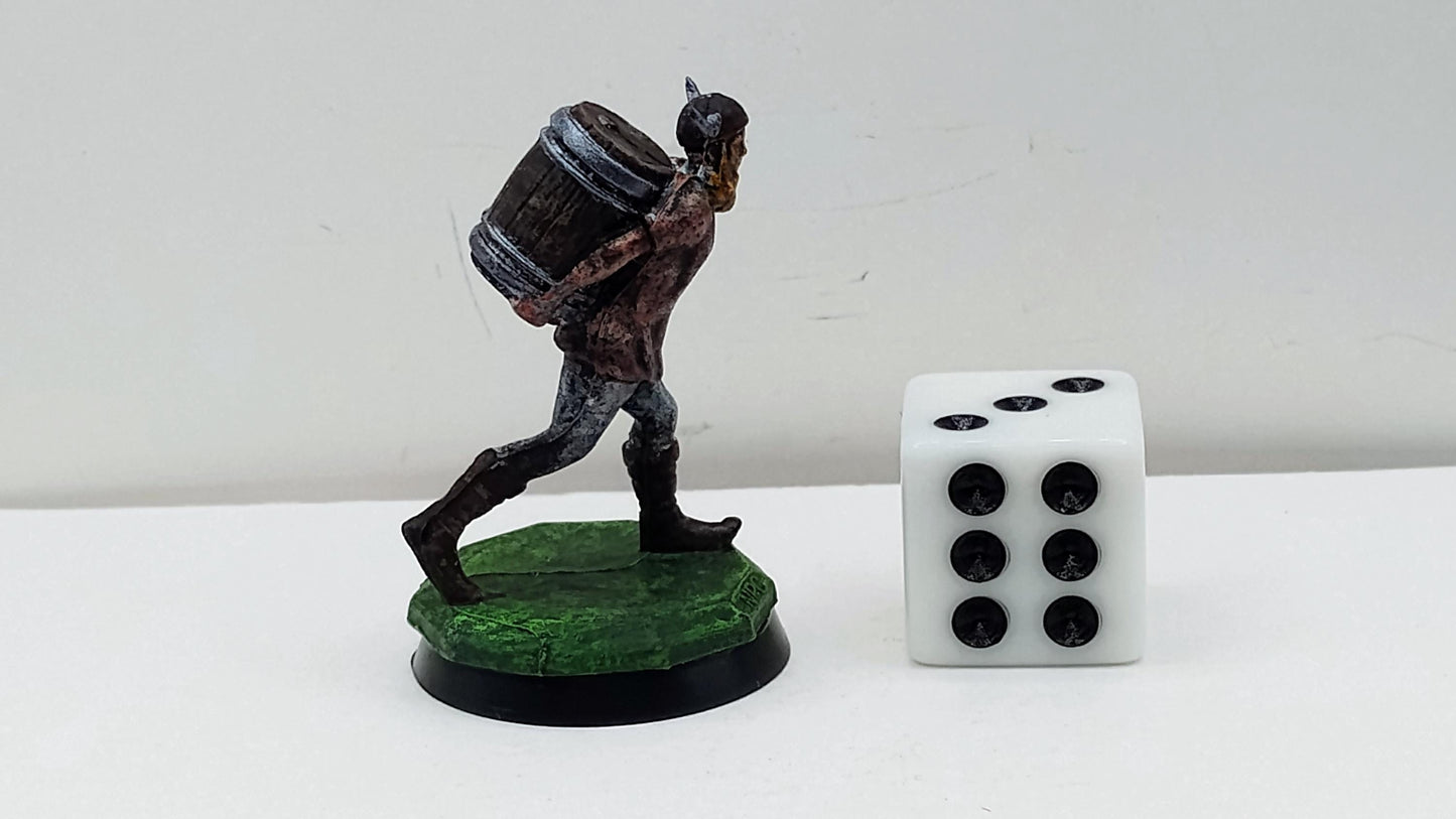 Human Brewer Miniature: Rugged Fantasy Tavern Ale Delivery