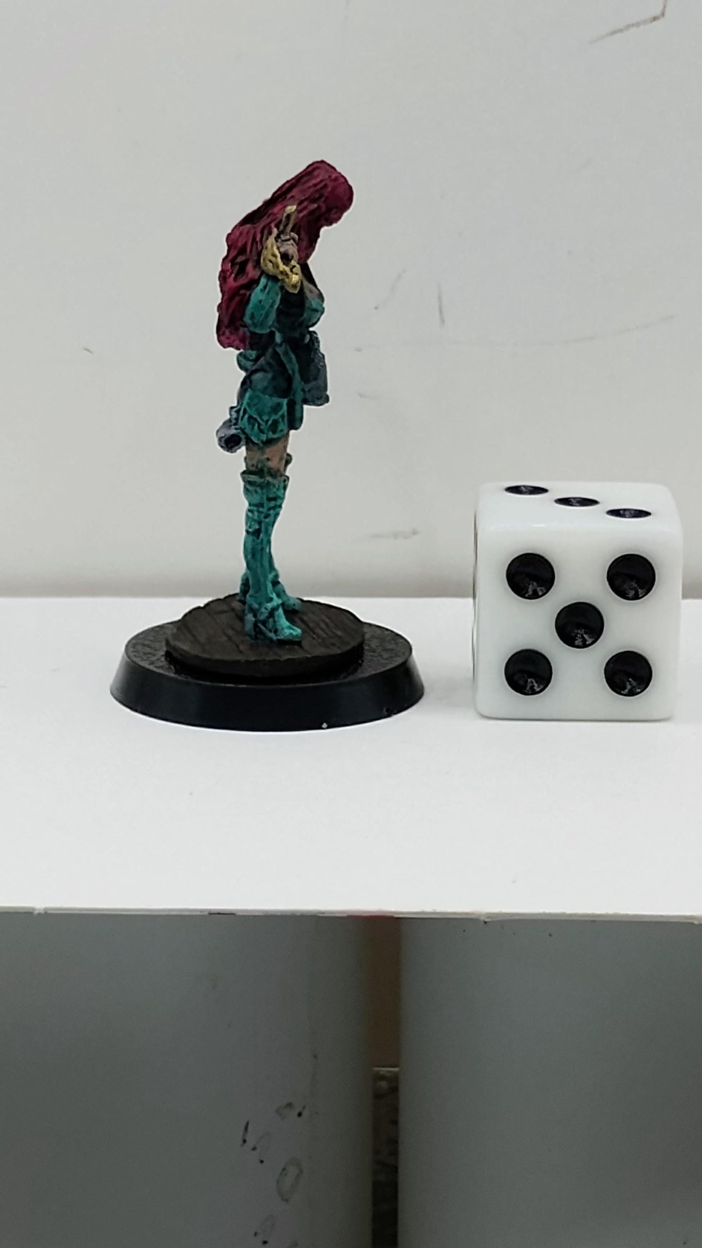 Crimson Haired Human Warrior: Dual Blades, Teal Attire