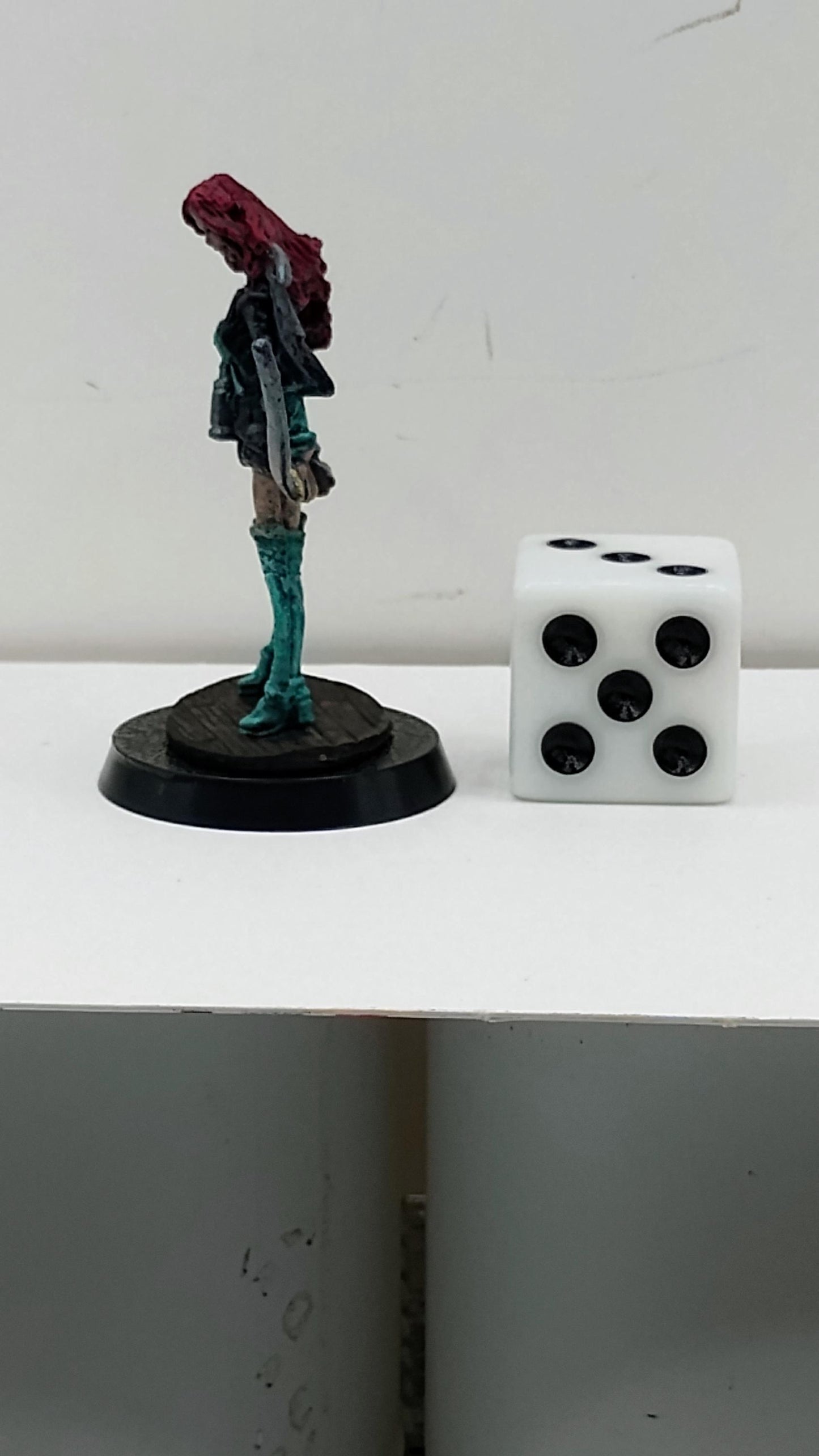 Crimson Haired Human Warrior: Dual Blades, Teal Attire