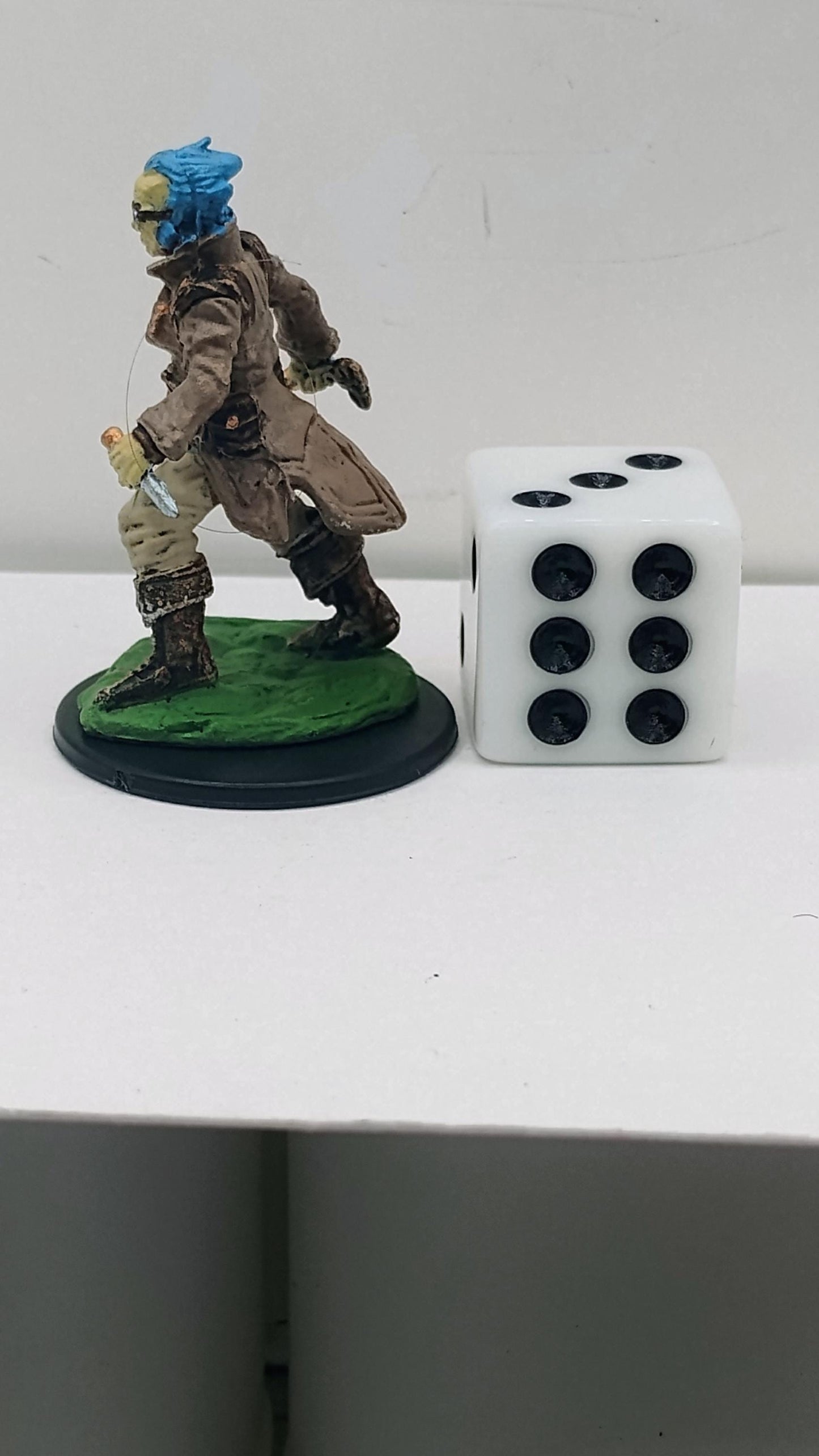 Human Vampire Hunter Art Print: Blue Hair, Silver Blades