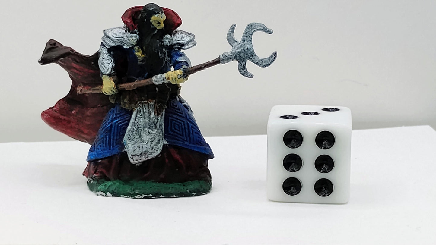 Human Wizard Miniature: Crimson Cloak, Silver Armor