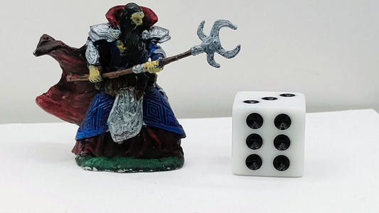 Human Wizard Miniature: Crimson Cloak, Silver Armor