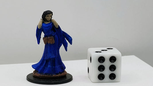 Human Wizard Miniature: Elegant Blue Robes, Arcane RPG Figure