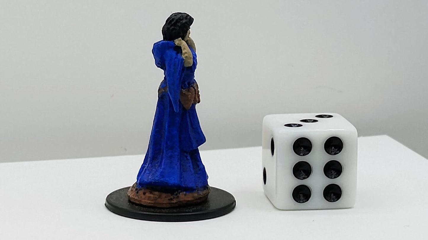 Human Wizard Miniature: Elegant Blue Robes, Arcane RPG Figure