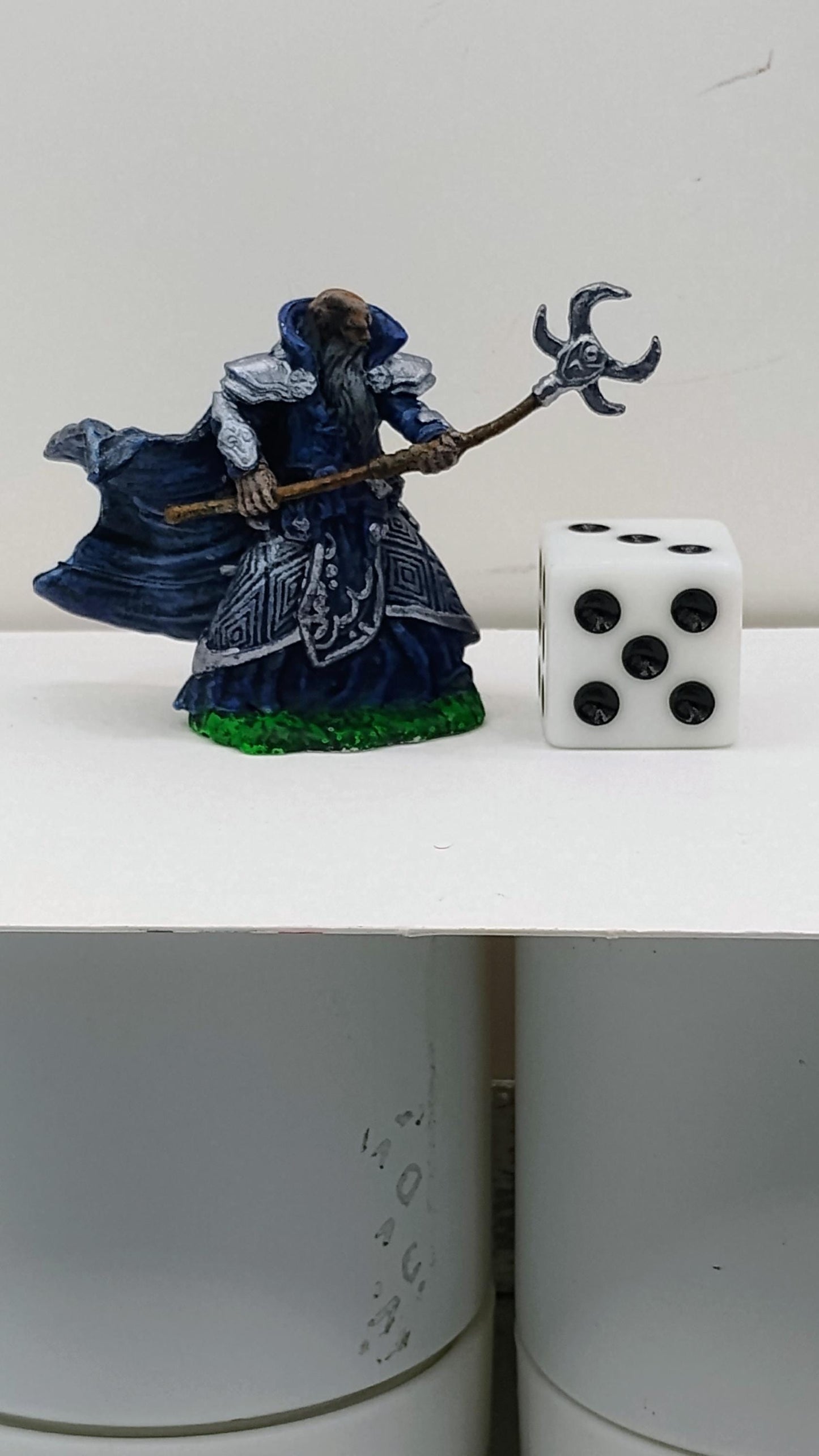 Human Wizard Art Print: Navy Robes, Silver Armor