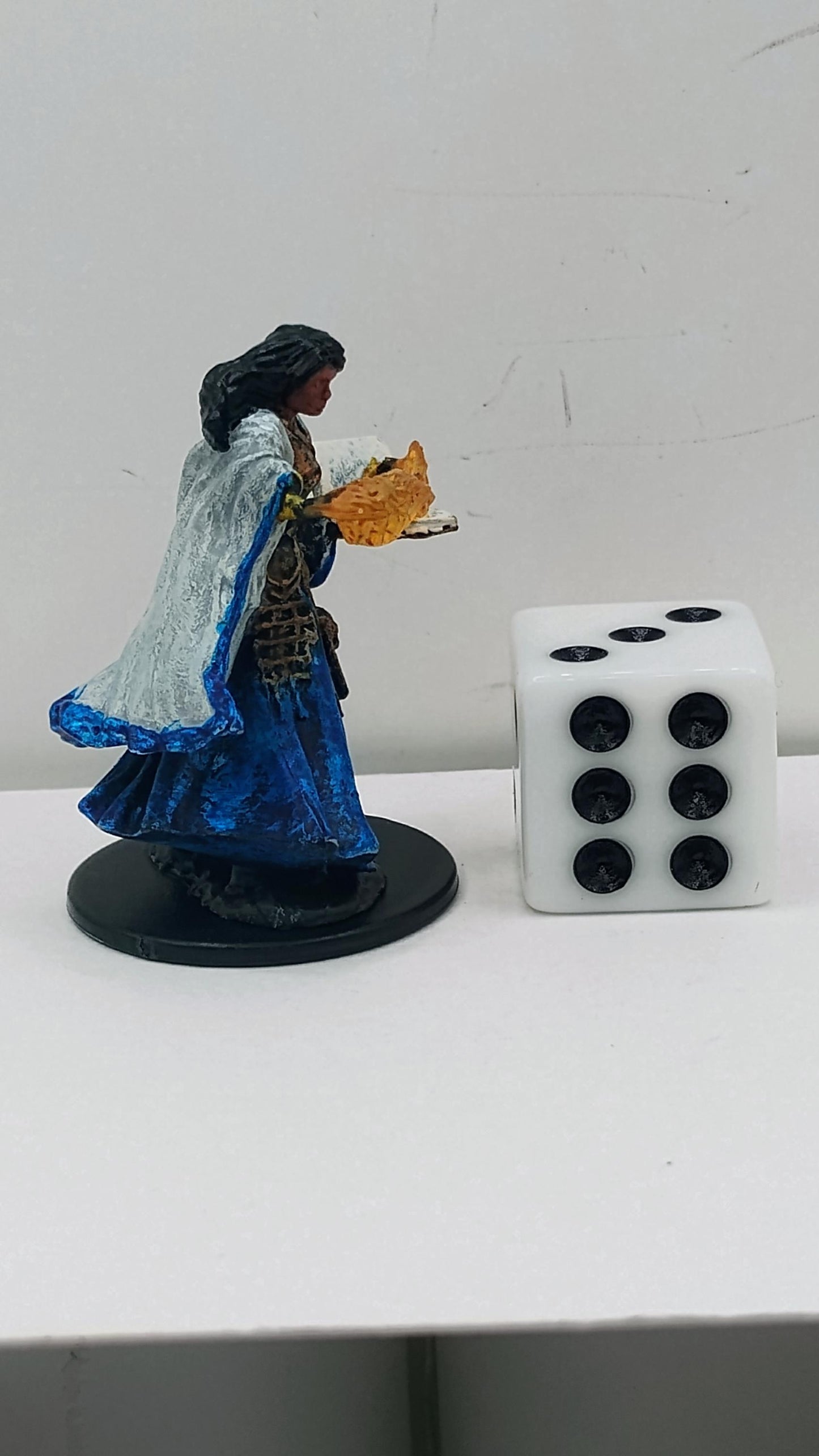Blue Robe Human Wizard Miniature: Silver Cloak, Dungeons and Dragons