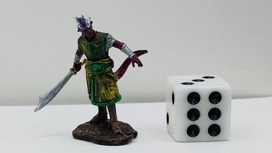 Tiefling Fighter Art Print: Green & Gold Fantasy Illustration