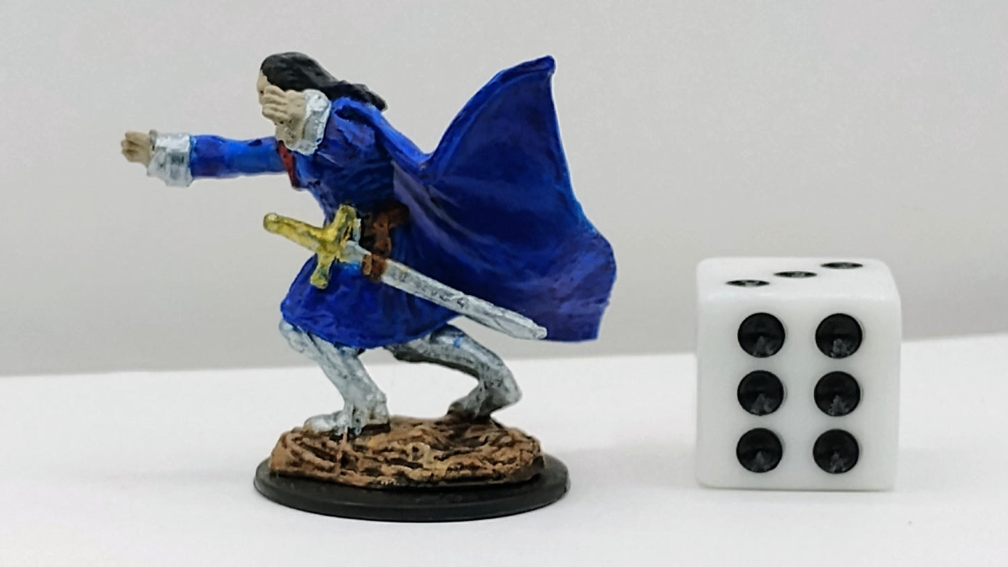 Male Vampire Art Print: Cobalt Cloak, Predatory Grace