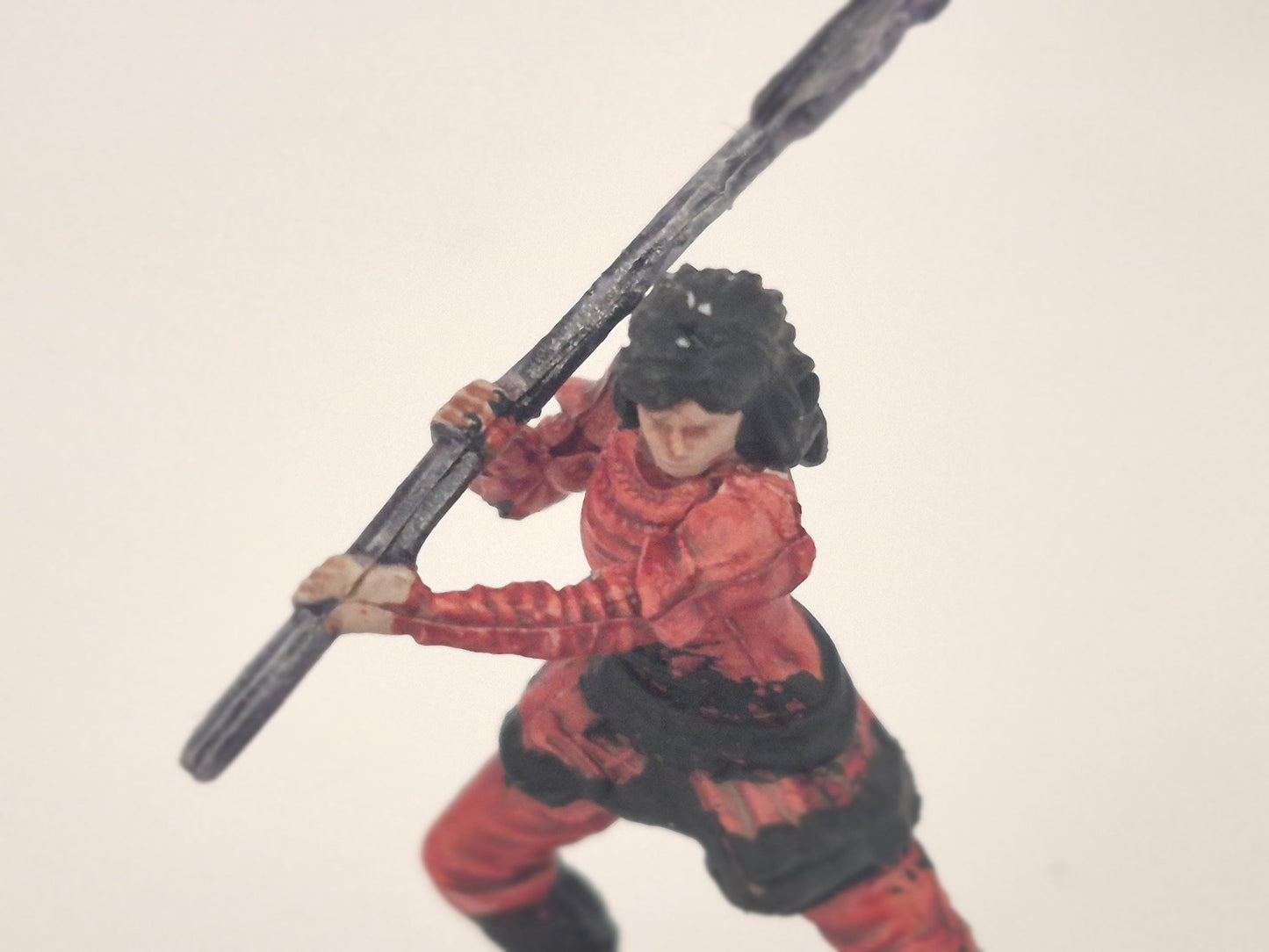 Human Paladin Miniature: Crimson Armor, Silver Halberd