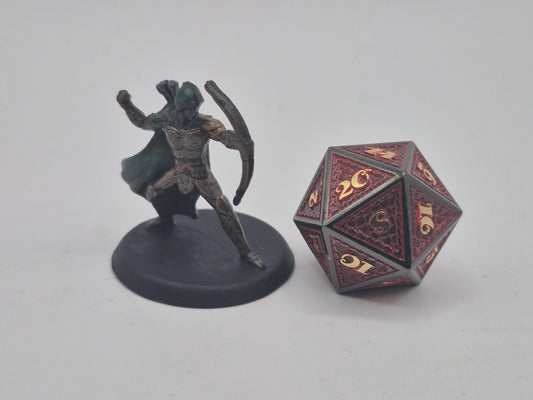 Hooded Human Archer Miniature: Earthy Armor, Dark Green Cloak