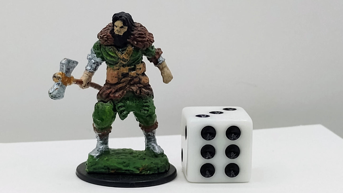 Human Barbarian Miniature: Fierce Warrior with Axe