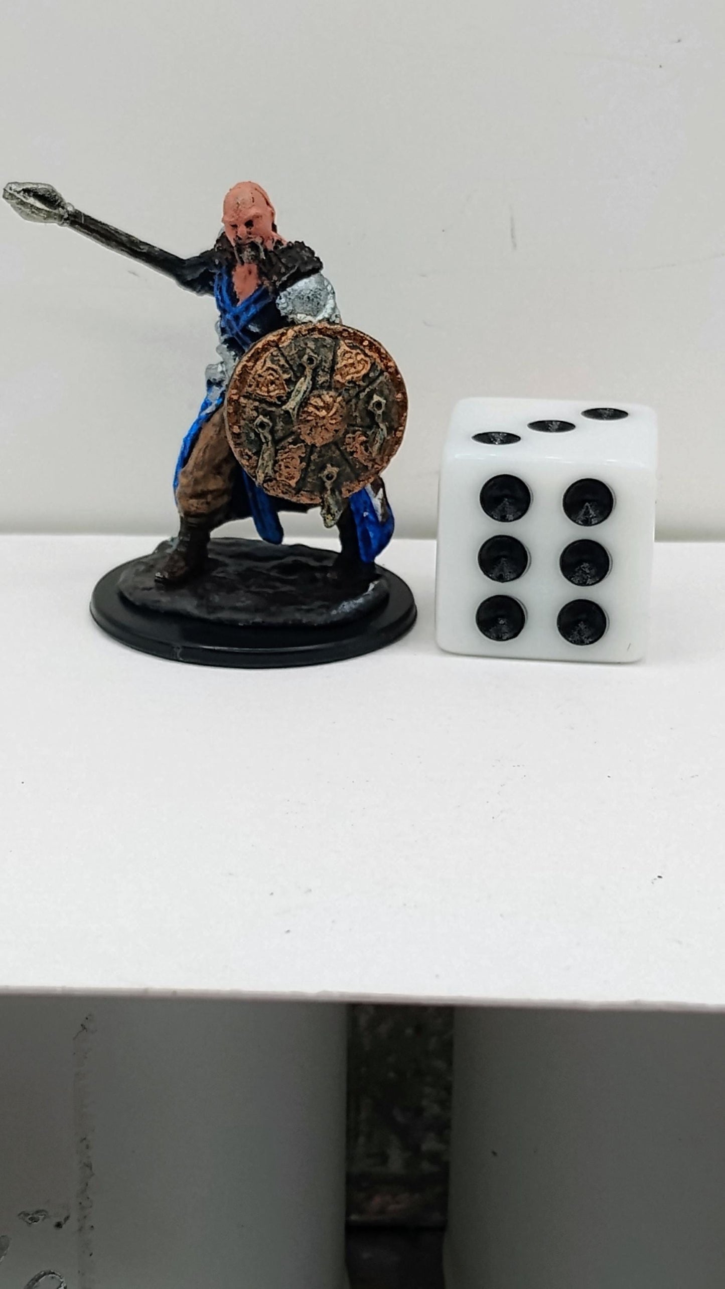 Human Barbarian Miniature: Fierce Warrior with Mace & Shield