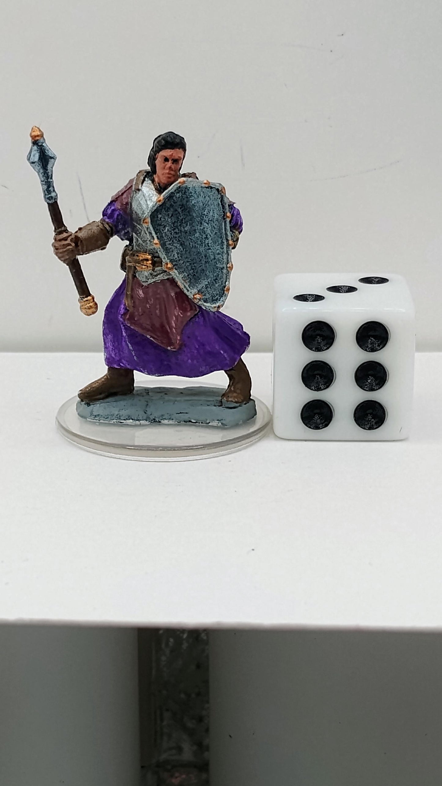 Human Warrior Miniature: Clovis, Steel Shield & Mace