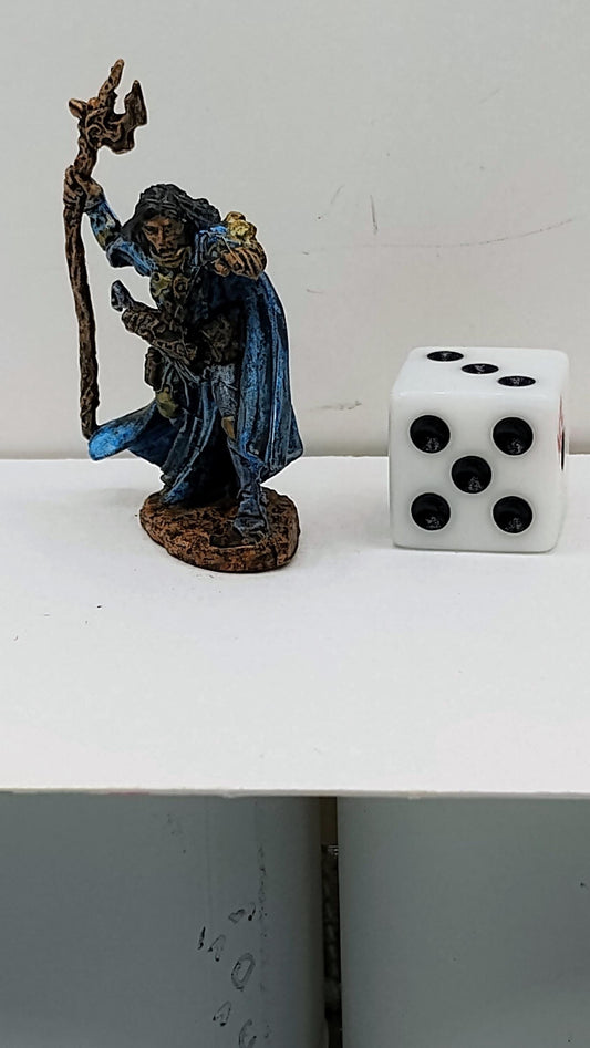 Human Druid Miniature: Weathered Leather, Twisted Staff