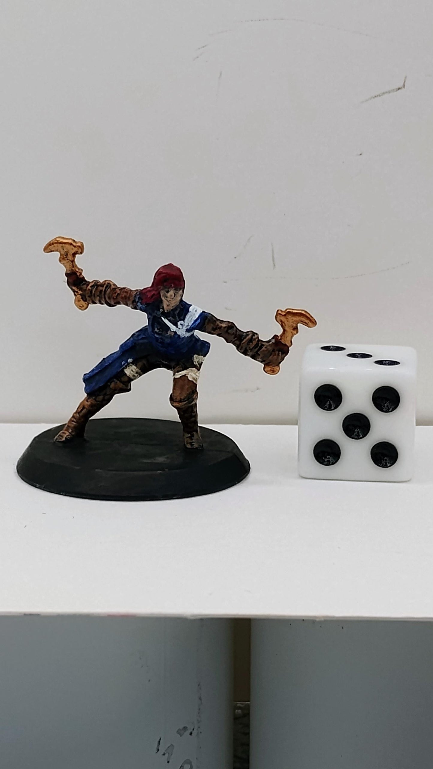 Human Hookmaster Miniature: Dual Golden Hooks, Braided Crimson Hair