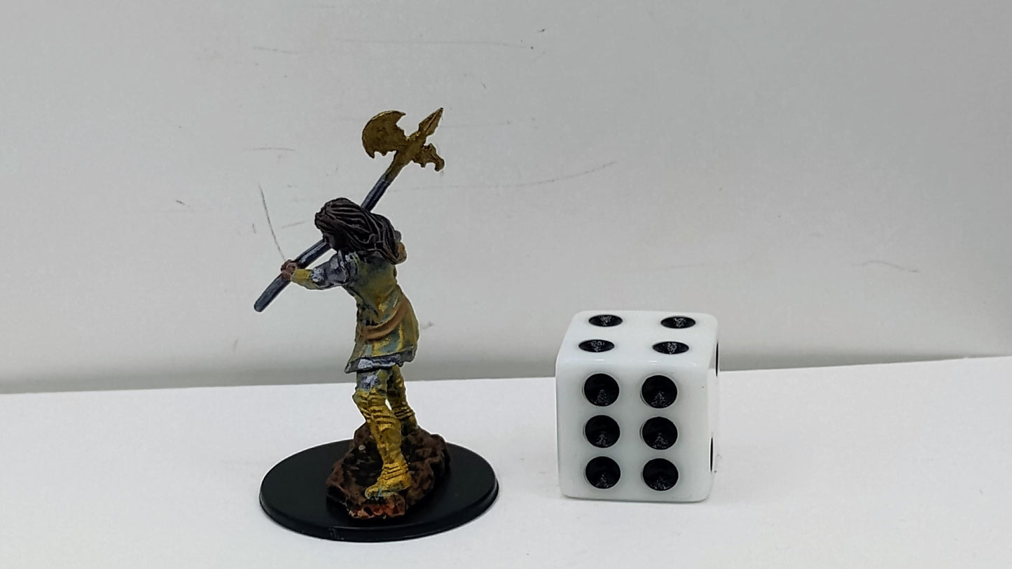 Human Paladin Miniature: Gold Armor, Spear, Divine Warrior