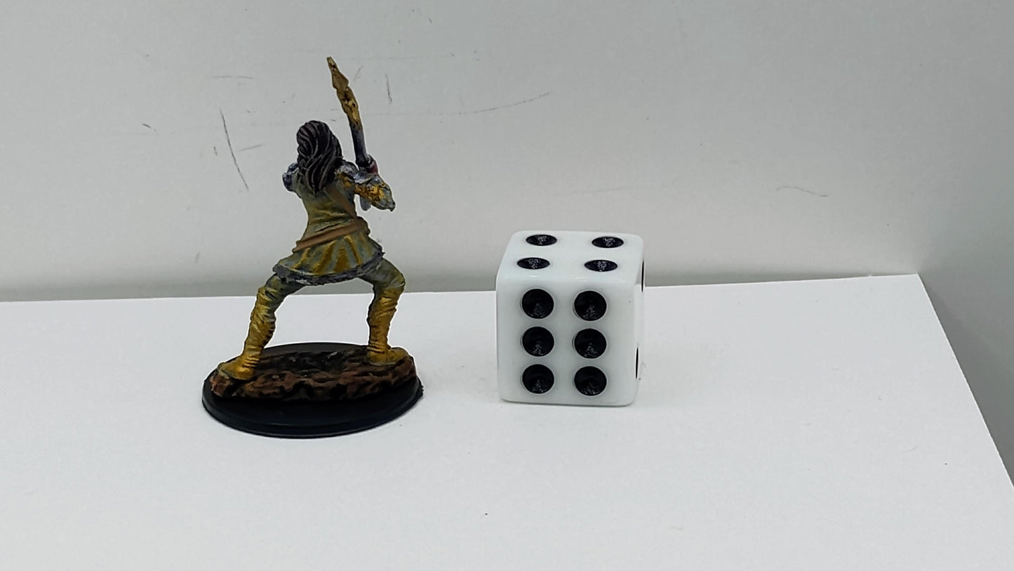 Human Paladin Miniature: Gold Armor, Spear, Divine Warrior