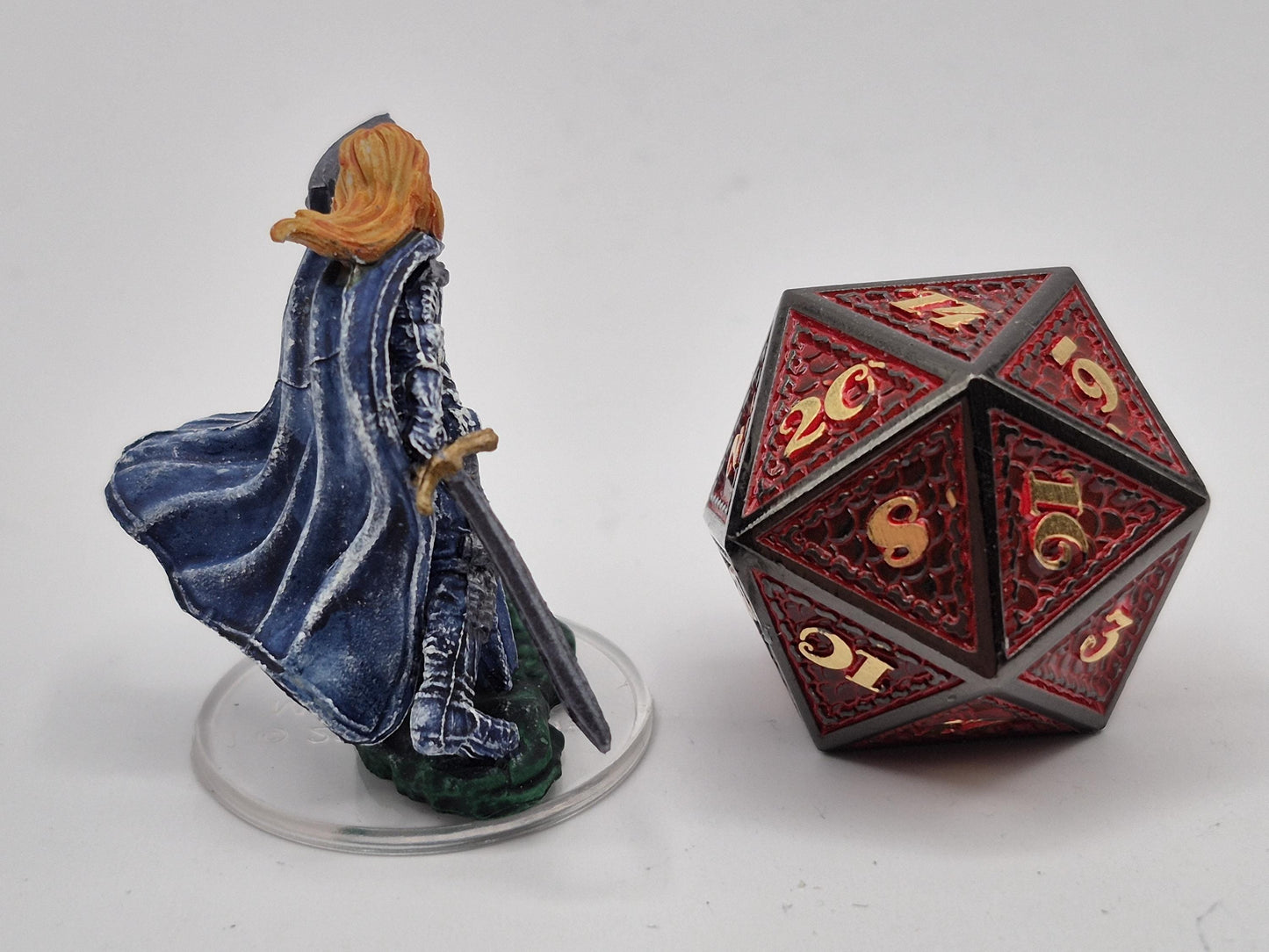 Human Paladin Miniature: Gleaming Armor, Flowing Blue Cloak