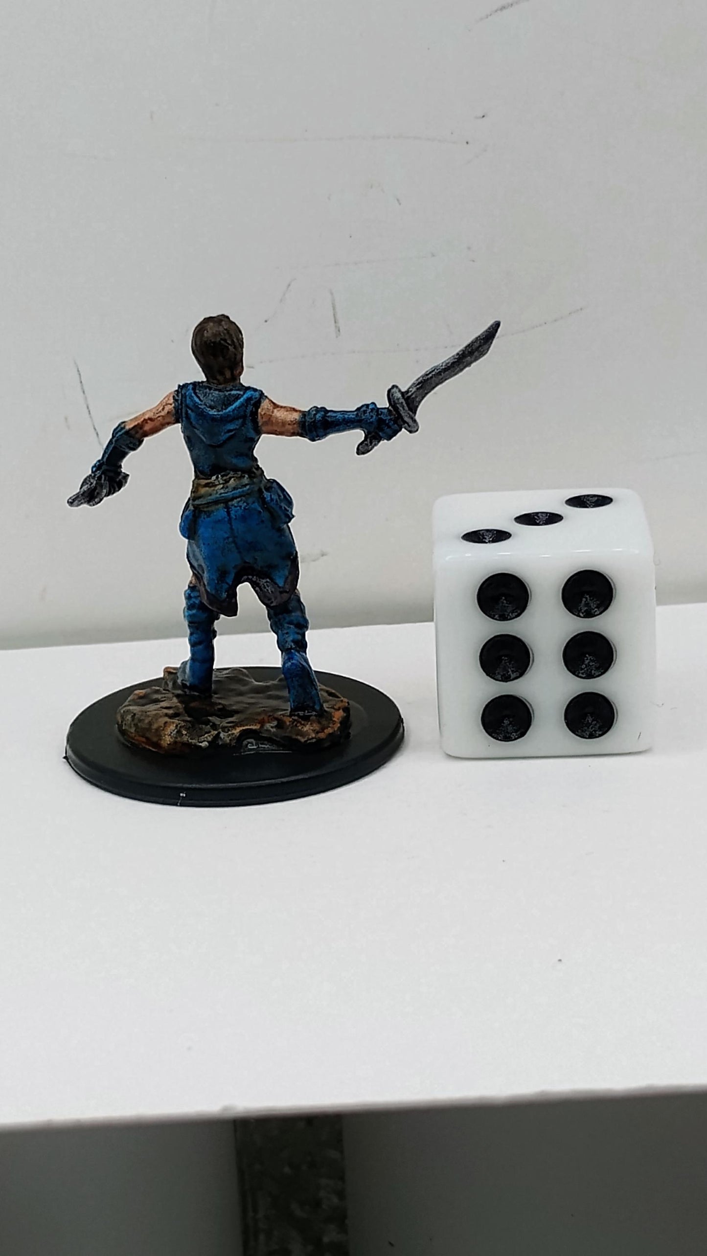 Human Rogue Miniature: Twin Blades, Blue Cloak