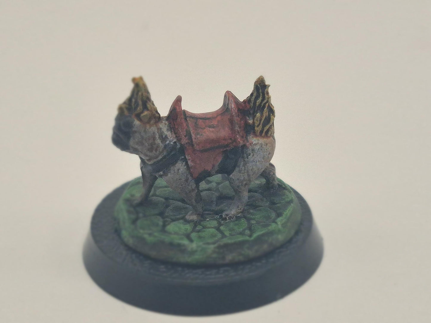 Infernal Hell Pug Figurine: Scorched Cobblestone Base