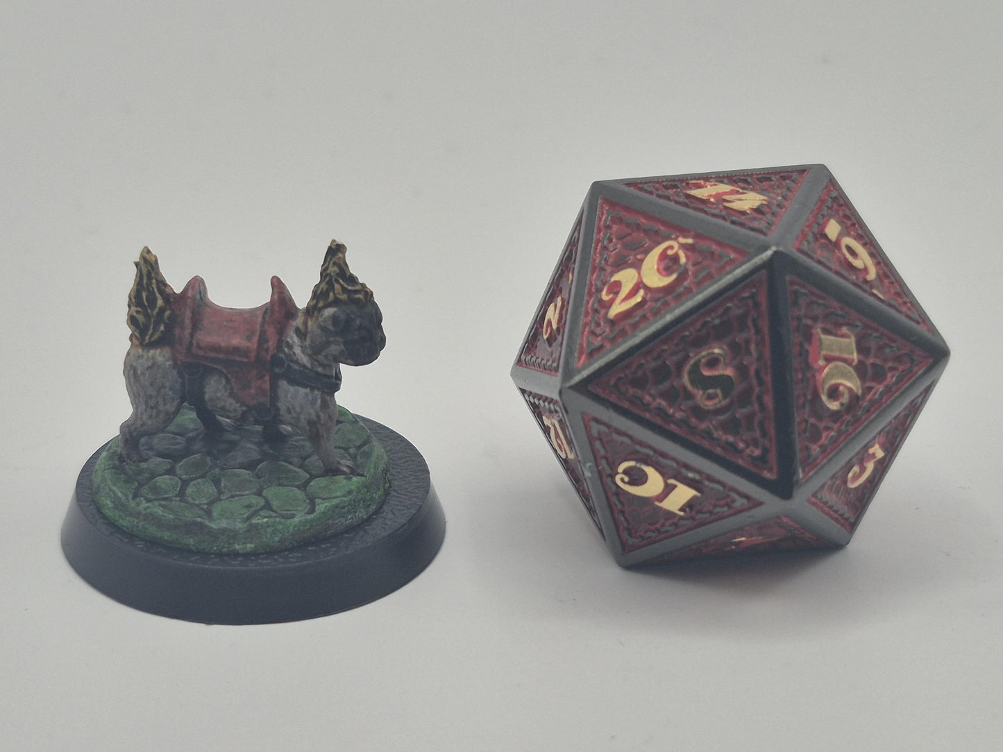 Infernal Hell Pug Figurine: Scorched Cobblestone Base