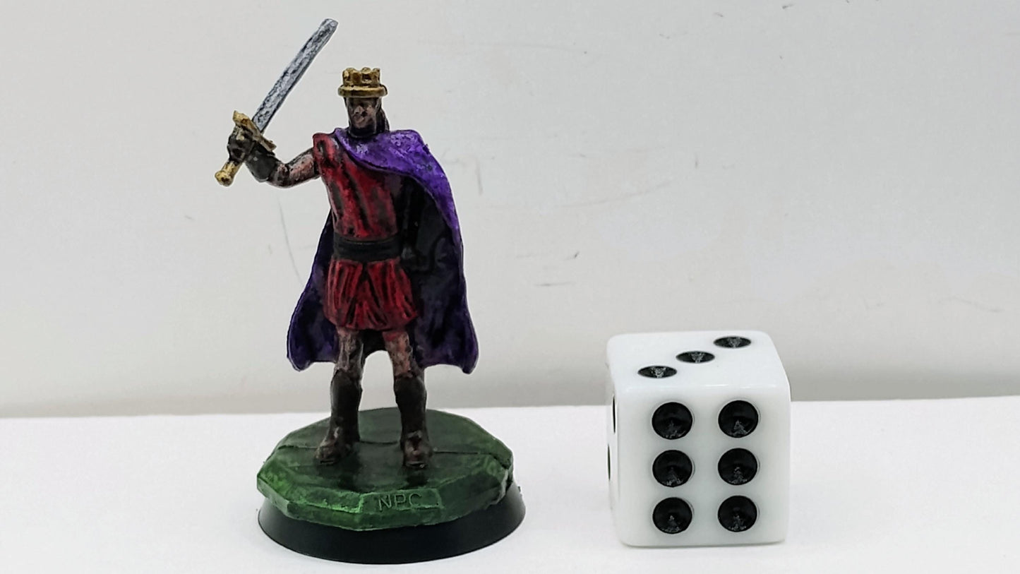 Human King Art Print: Regal Red, Golden Crown, Purple Cloak