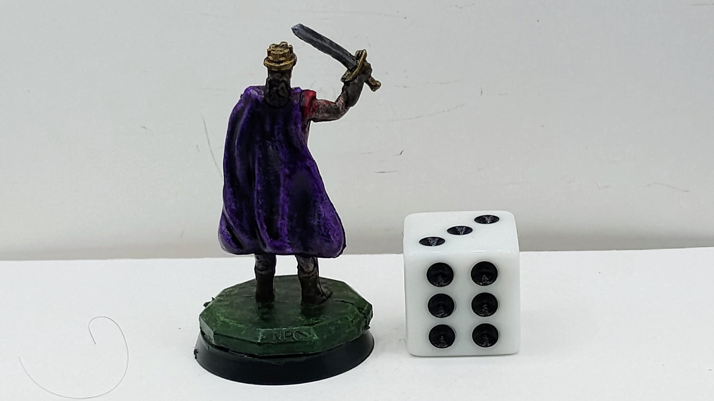 Human King Art Print: Regal Red, Golden Crown, Purple Cloak