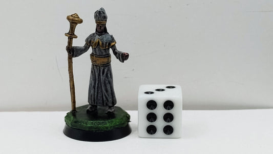 Human Priest Miniature: Gray and Gold Robes, Divine Guidance