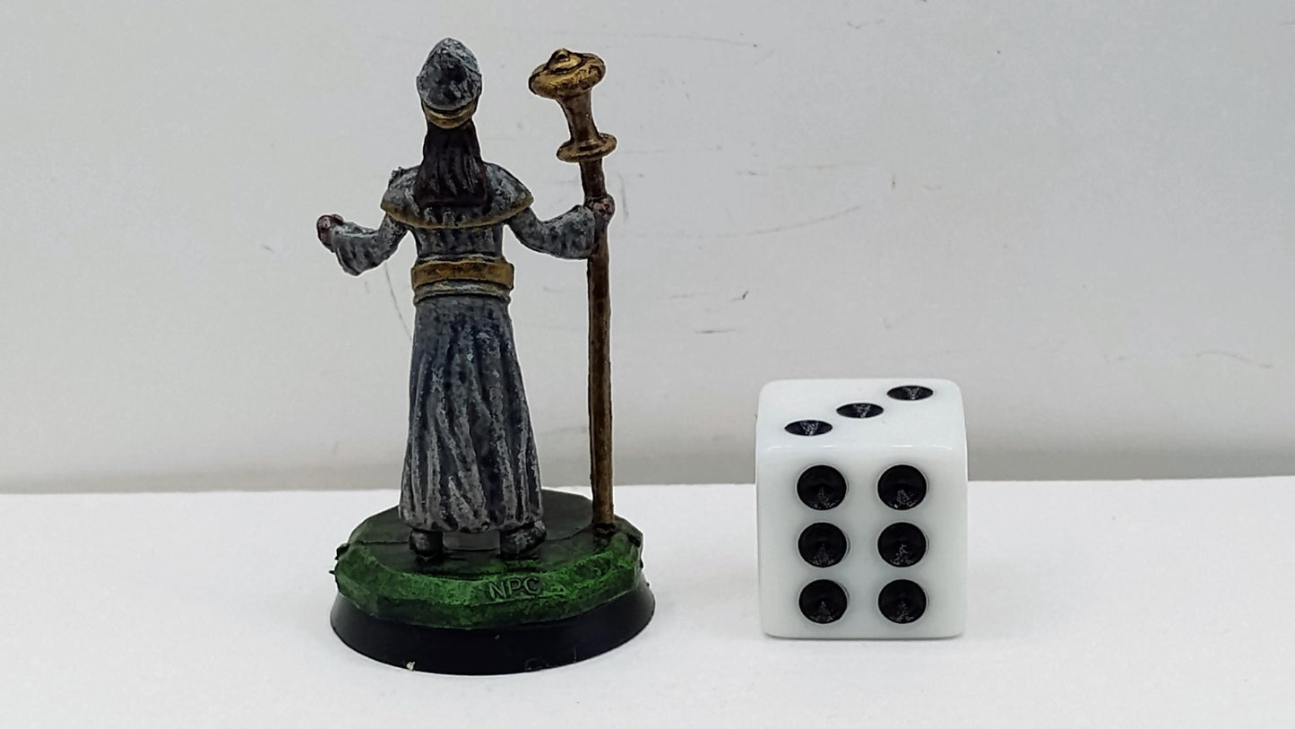 Human Priest Miniature: Gray and Gold Robes, Divine Guidance