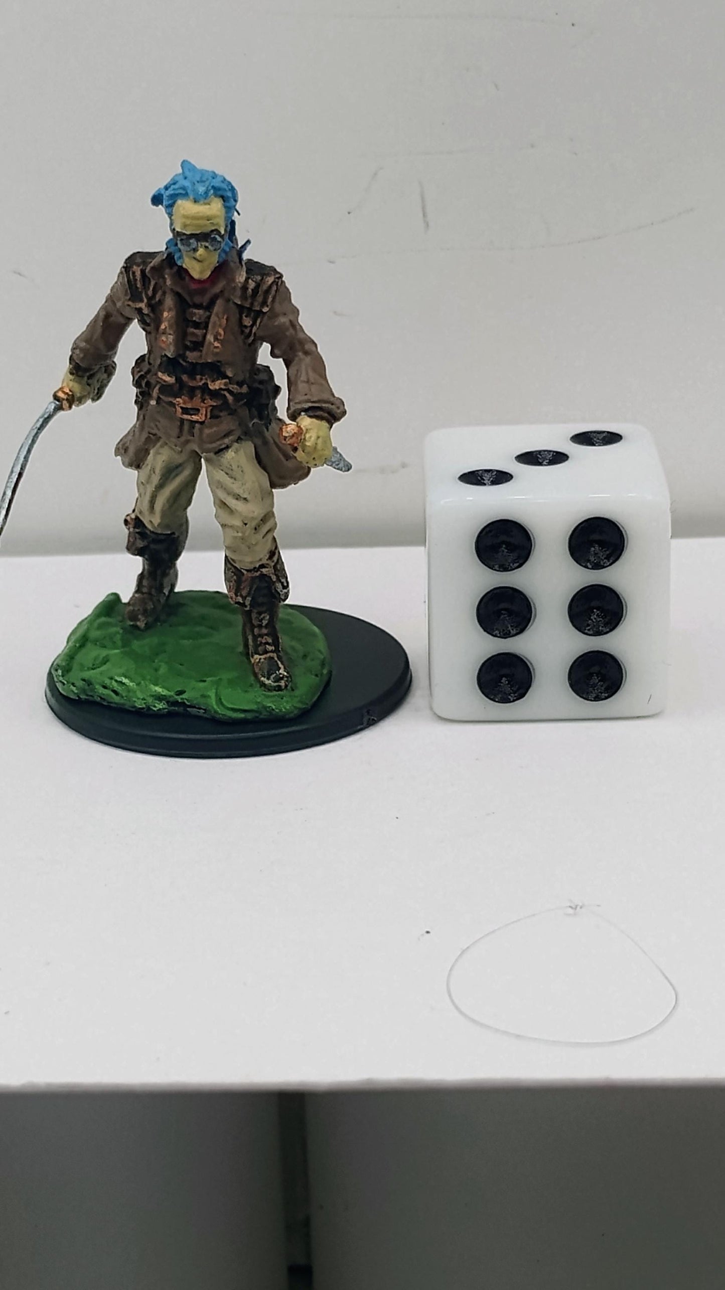 Human Vampire Hunter Art Print: Blue Hair, Silver Blades