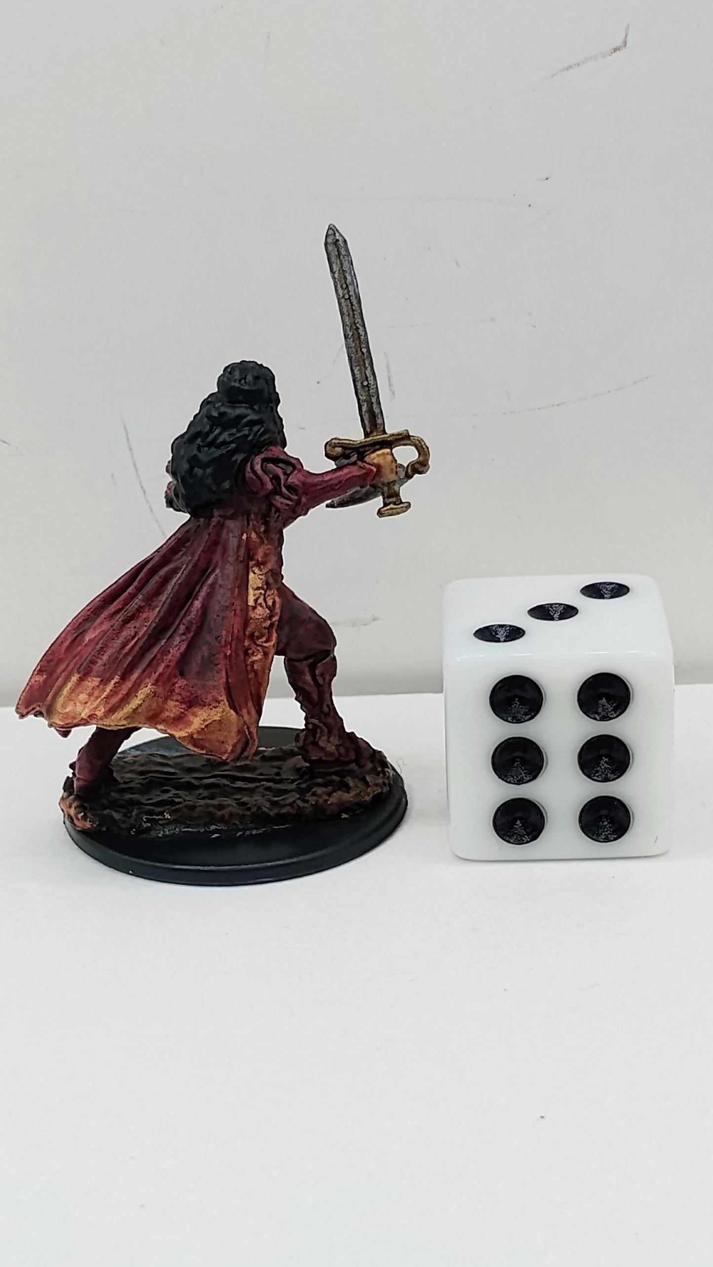 Vampire Hunter Miniature: Blood-Red Garb, Sword & Axe