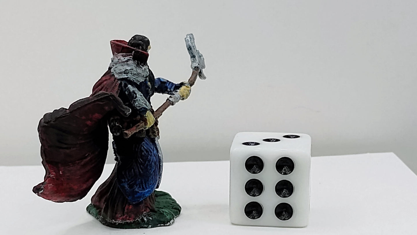 Human Wizard Miniature: Crimson Cloak, Silver Armor